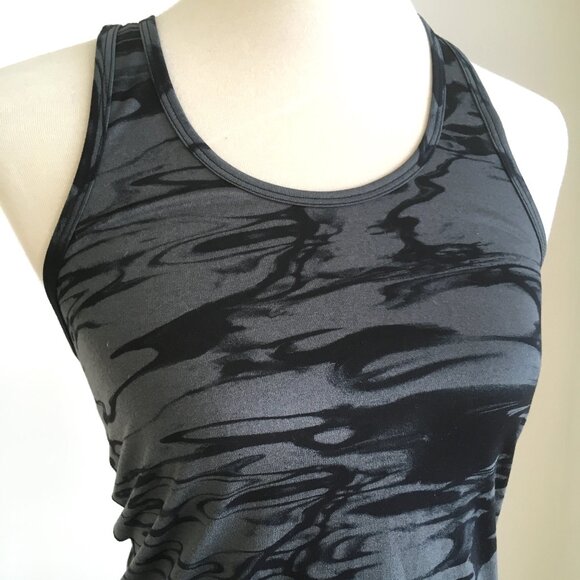 Nike DriFit Tank Top Small Green Black Racerback Graphic Marbled Print Running - Picture 2 of 9